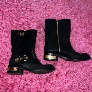 Vince Camuto Stylish Black Boots with Gold Accents